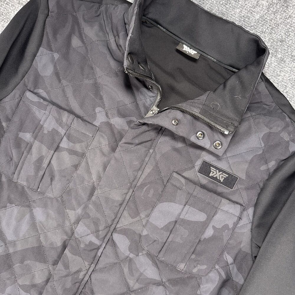 PXG Darkness Quilted Fairway Camo Hybrid Jacket Men's Size Small Black